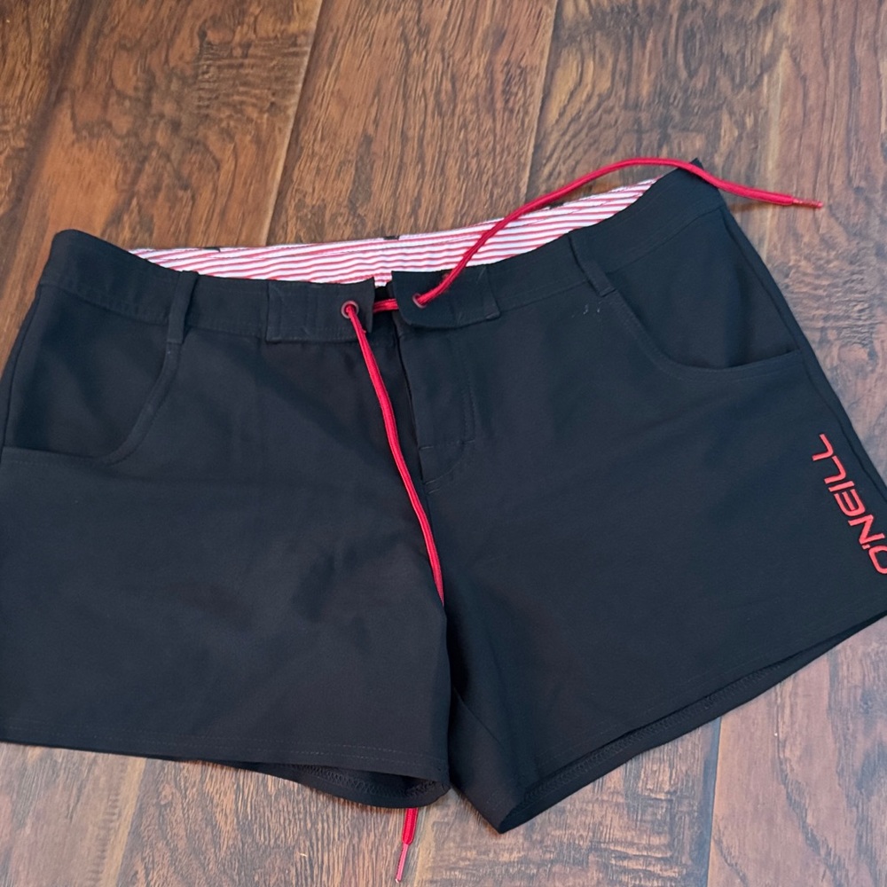 O'Neill Women's Black Shorts with Red Details